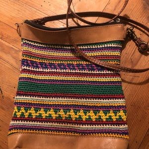 Vintage cotton and leather cross body bag. Purchased in Guatemala.